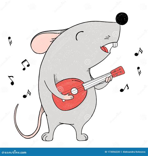 Mouse With A Guitar Cartoon Vector 11619791