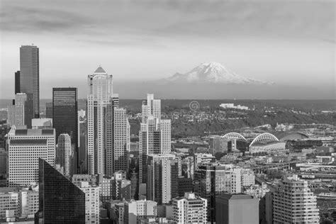 Seattle City Downtown Skyline Cityscape In Washington State Usa Stock