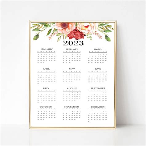 Yearly Calendar 2023 Printable Shopmallmy