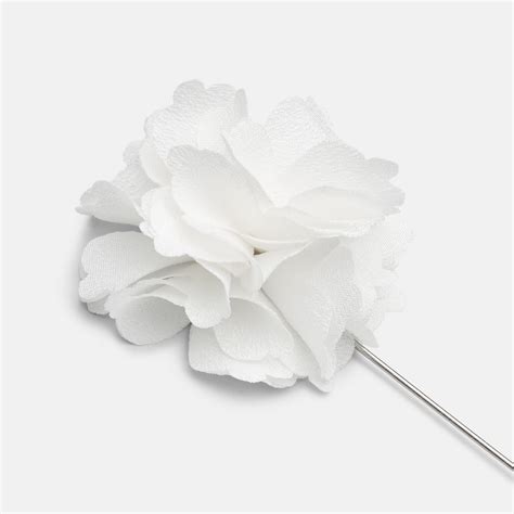 Curved Petal Flower Lapel Pin White Lapel Pins Politix