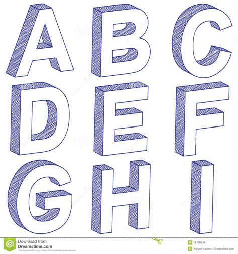 Download Drawing 3D letter A-I stock vector. Image of object, draw ...