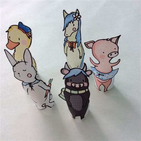Farm Animals Paper Finger Puppets By Curmilla Printable Pdf Etsy