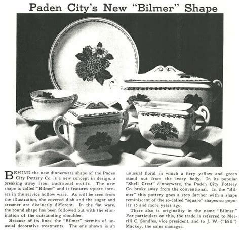 The Paden City Pottery Company Of Paden City West Virginia