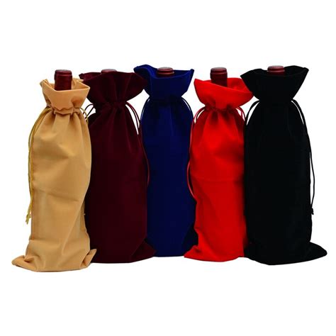 1535cm Velvet Red Wine Bottle Bags Covers Drawstring Flannel Wedding