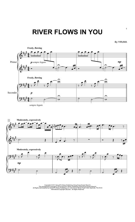 Yamaha MusicSoft River Flows In You Yiruma Printable Sheet Music