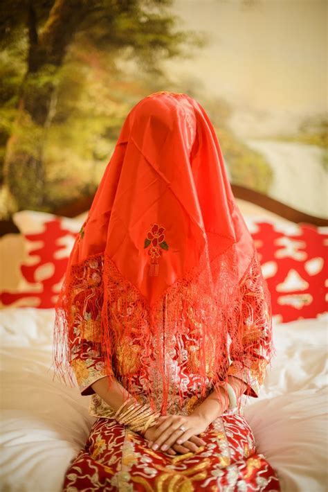 Chinese Bride Wedding Dress Veil New Red Hijab Short Simple Married Lace Long Vintage