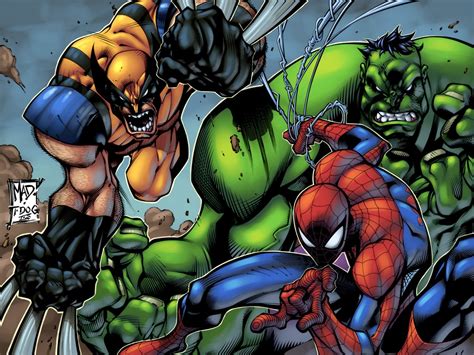 Wallpaper 1600x1200 Px Character Comic Comics Hulk Man Marvel Spider Wolverine