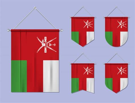 Premium Vector Set Of Hanging Flags Oman With Textile Texture