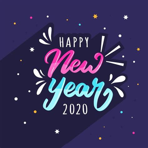 Schriftzug Frohes Neues Jahr 2020 Kostenlose Vektor