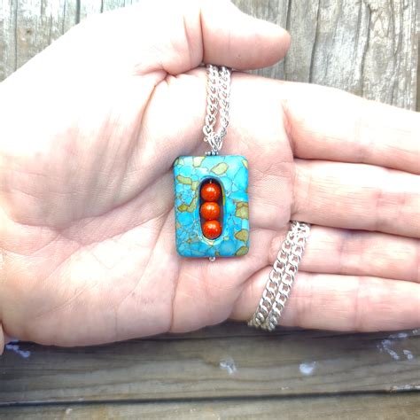 Assembled Turquoise With Coral 07 Pea Pod Rocks