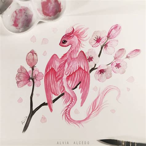 Dragons Fantasy Art Alvia On Instagram “tiny Sakura Dragon Spring Is