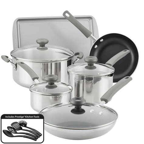 Farberware 14 Piece Complements Stainless Steel And Nonstick Pots And