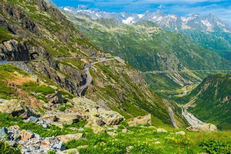 Swiss Alps Scenic Road Stock Photo Image 57778904