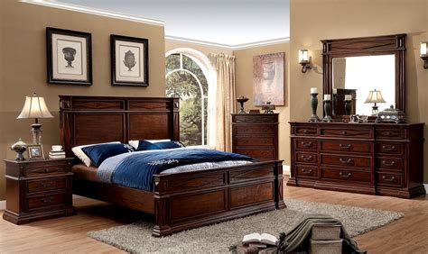 Sets come with dressers, mirrors, headboards, etc. Gayle Cherry Panel Bedroom Set from Furniture of America ...