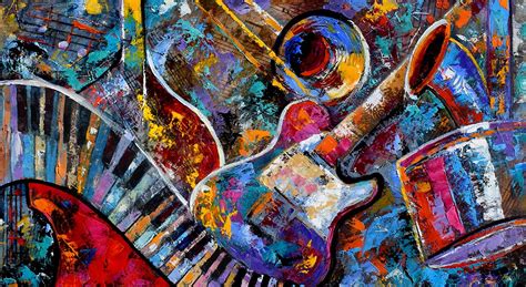 Abstract Music Painting Art Musical Instruments Paintings Colorful Jazz