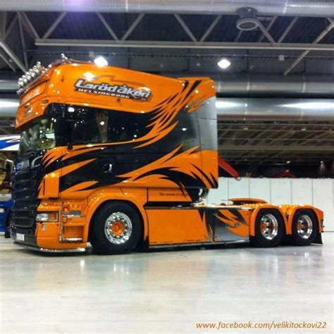 customized scania trailer cab looks like it would eat any vehicle in its path show trucks big