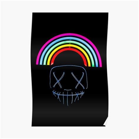 Purge Movie Mask Neon Rainbow X Face Mask Colorful Halloween 2020