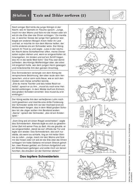 Die kinder müssen einen vorgegebenen text genau lesen und dann fragen dazu beantworten. Märchen: Das tapfere Schneiderlein, Stationsarbeit, Deutsch, 3. und 4. Klasse | Lehrer tipps ...