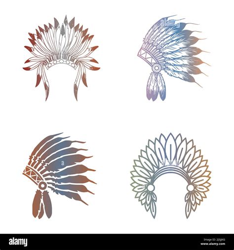 Native American Headdress Vector Element Set Stock Vector Image And Art Alamy