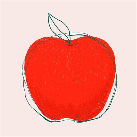 Minimal Doodle Art Apple Psd Drawing Free Image By Rawpixel Com