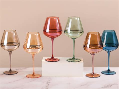 Physkoa Colored Wine Glasses Set 6 Burgendy Wine Glasses Colored With Large Bowlandlong Stem