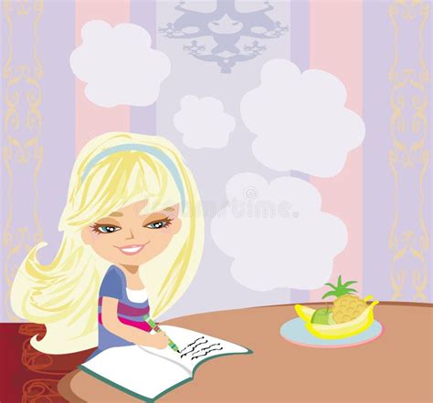 Illustration Of Girl Doing Homework Stock Vector Illustration Of Knowledge Desk 39222785