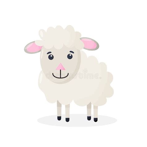 Cute Cartoon Sheep Mascot Character Vector Isolated Illustration Of