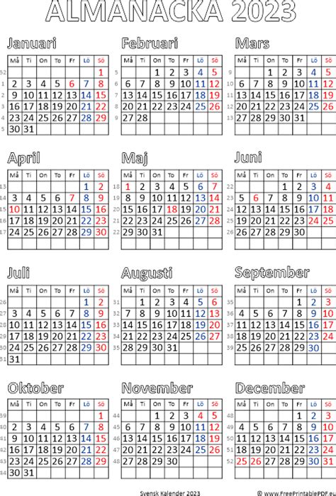 Kalender Med Veckonummer 2023