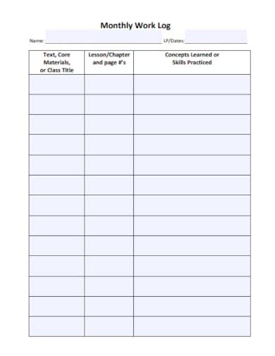 Work Log Template 20 Free Word Excel Pdf Documents Download