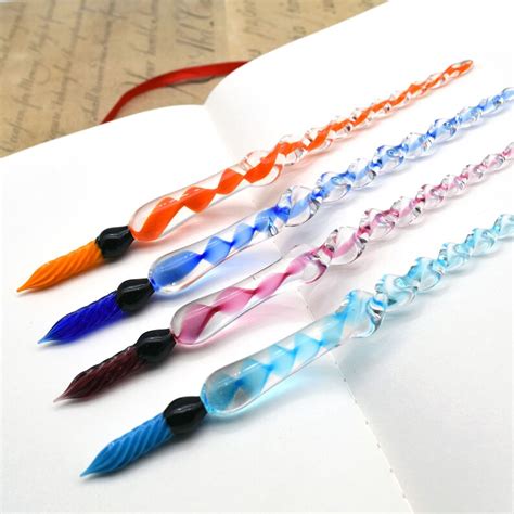 Spiral Glass Dip Pen Ink And Holder Calligraphy Pen Set Etsy