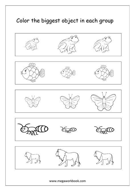 Big And Small Worksheets Size Comparison Worksheets For Preschool
