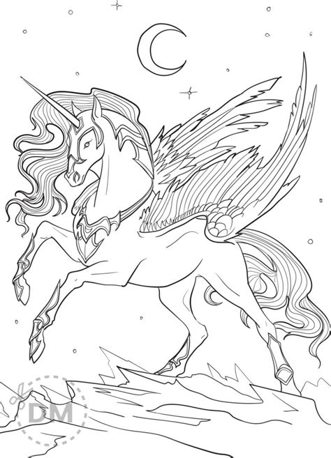 Unicorn Pegasus Coloring Page For Teens And Adults Diy