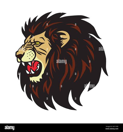 Lion Roaring Logo Vektor Cartoon Stock Vektorgrafik Alamy