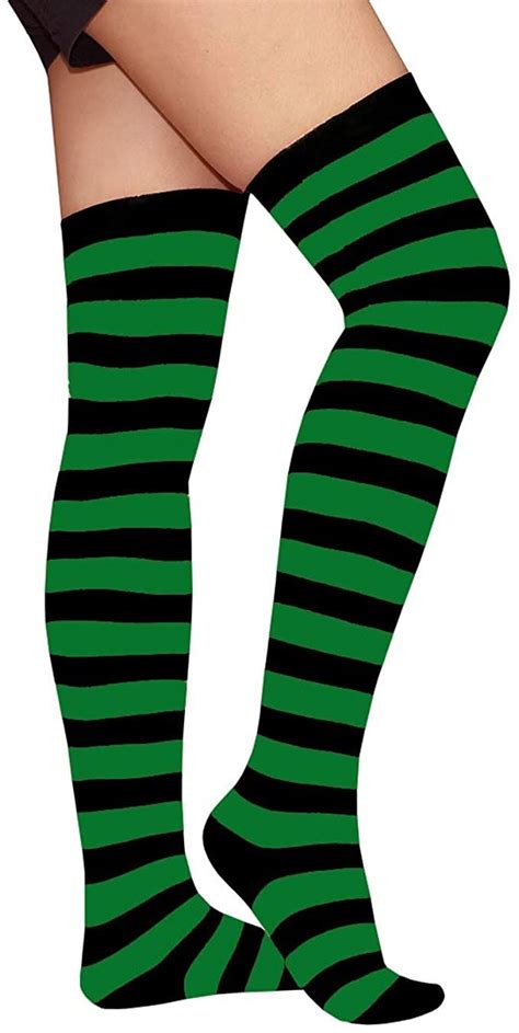 Raylarnia Womens Extra Long Opaque Striped Over Knee High Stockings Socks Knee High