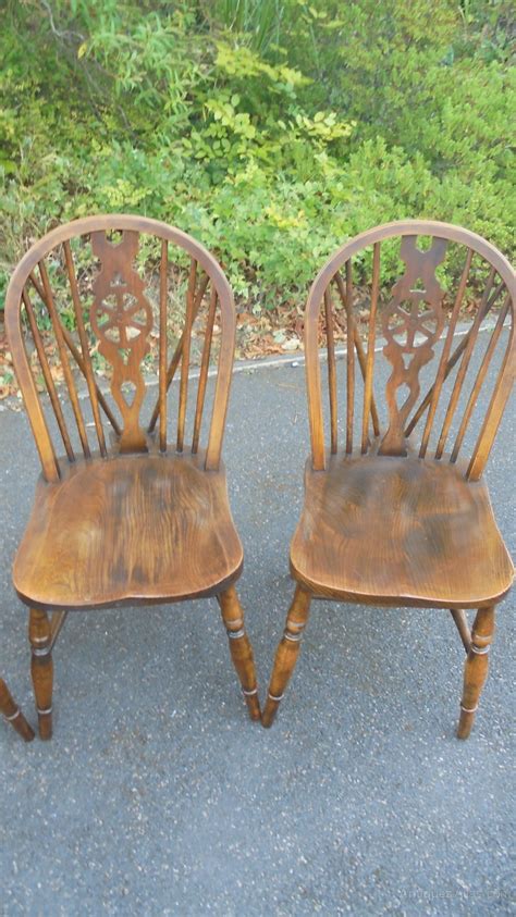 Set 4 Ash And Elm Wheel Back Kitchen Chairs Antiques Atlas
