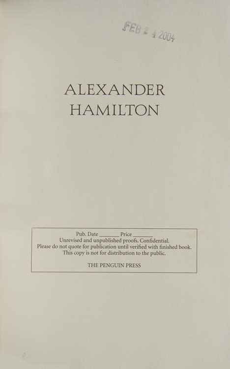 Alexander Hamilton By Chernow Ron 1 Vols 4to 2004 James Cummins Bookseller Abaa