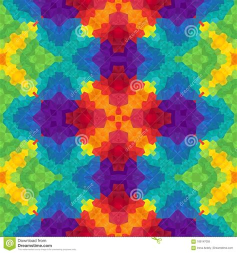 Mosaic Kaleidoscope Seamless Pattern Background Full Spectrum Rainbow
