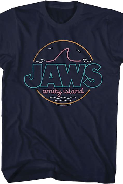 Neon Amity Island Sign Jaws T Shirt