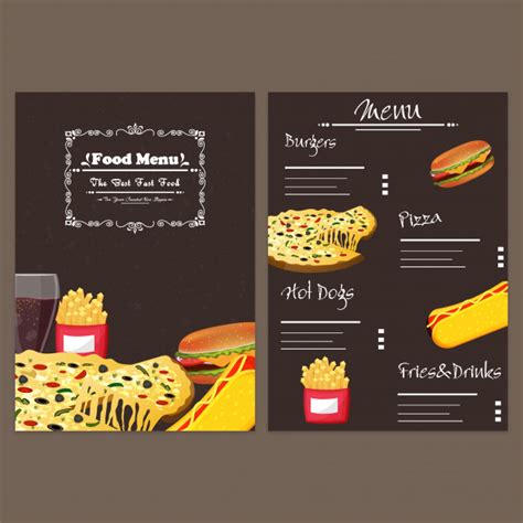 Slim down deliciously with these sweet sips that satisfy your fruit or chocolate cravings. Fastfood restaurant menu card design | Premium Vector