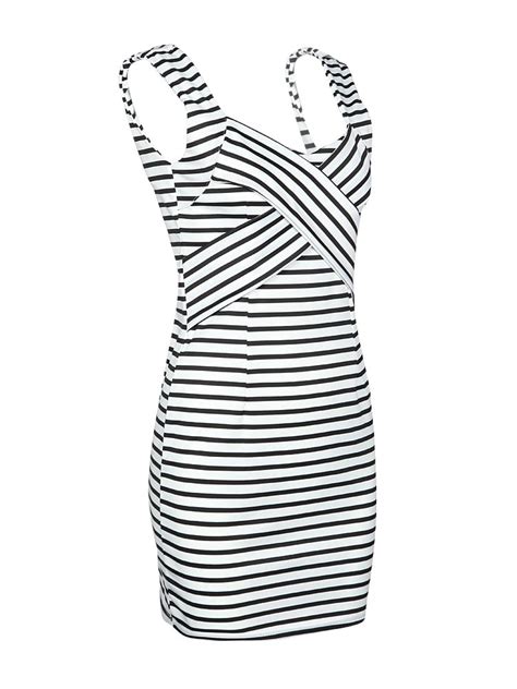 Sexy Halter Sleeveless Striped V Neck Package Hip Dress Us1332 Sold Out