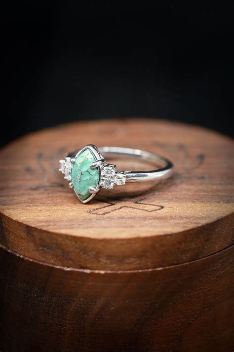 RAYA MARQUISE TURQUOISE ENGAGEMENT RING WITH DIAMOND ACCENTS RING