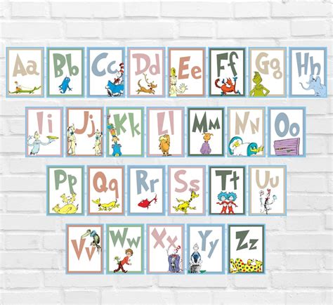 Dr Seuss Alphabet Posters Learn Your Abcs Alphabet Etsy
