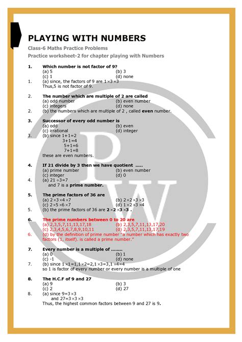 Worksheet 2 For Chapter Playing With Numbers Class 6 Maths