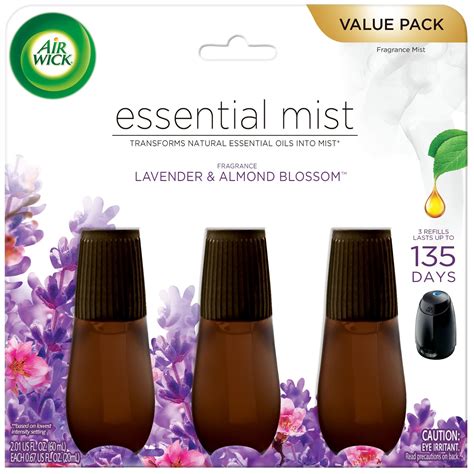 Air wick essential oils diffuser mist refill, lavender & almond blossom, 1ct. Air Wick Essential Mist Refill, 3ct, Lavender and Almond ...