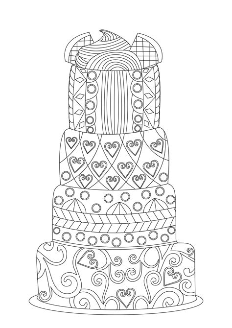 big lacy cake cupcakes adult coloring pages