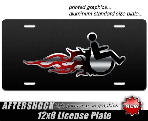 Handicap Hot Rod Flames License Plate Car Truck Wheelchair Handicapped