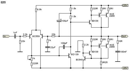 This stereo amplifier circuit diagram is cheap and simple. 20 Watt Class A Power Amplifier Circuit ~ Schematic diagram circuit