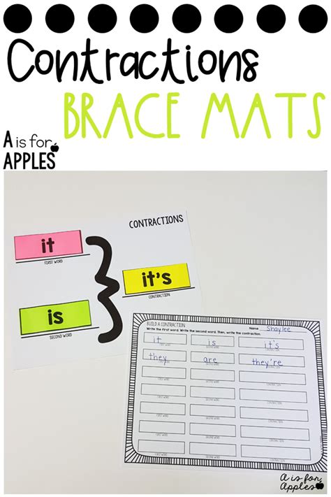 Contractions Brace Mats And Puzzles Teaching Sight Words Cvc Words