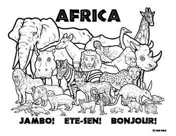 The following are steps require to print africa coloring page : Africa -- Wildlife Coloring Page by Clark Creative Science | TpT