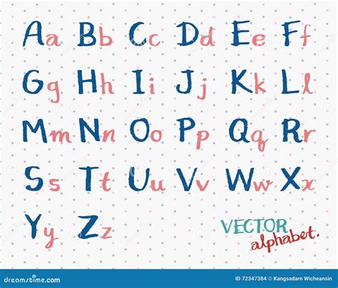 Children Handwritten Alphabet Vector English Font Letters Illustration